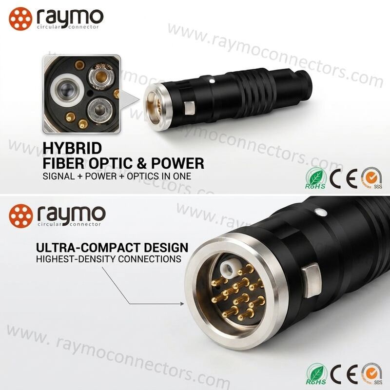 RAYMO 3K.93C SMPTE Hybrid Fiber Optic Connector Plug 2 Fiber 2 Power Contacts IP68 Broadcast