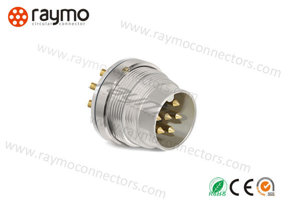 Conector eléctrico fijo montado con enchufe roscado, conector circular metálico